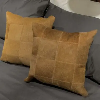 COWHIDE PATCHWORK CUSHION 40X40CM