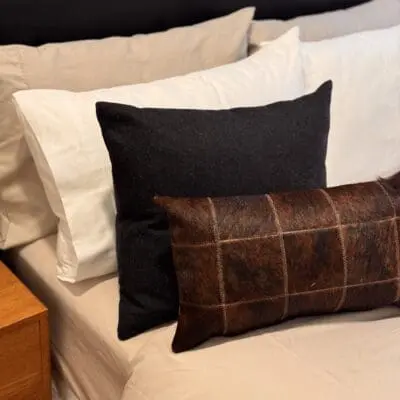 COWHIDE PATCHWORK CUSHION 30X50CM