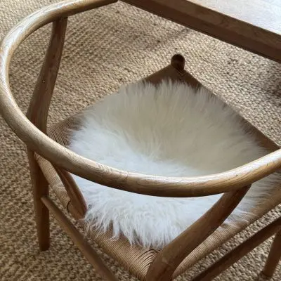 UK LAMB CHAIR PAD ROUND 35CM WHITE